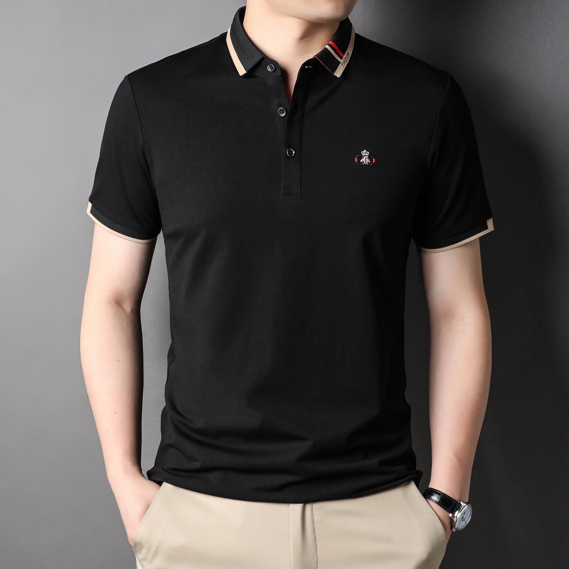 

Новая мужская рубашка поло из шелка Mulberry с короткими рукавами, футболка с лацканами, летняя мужская футболка с короткими рукавами и укороченным верхом 3XL