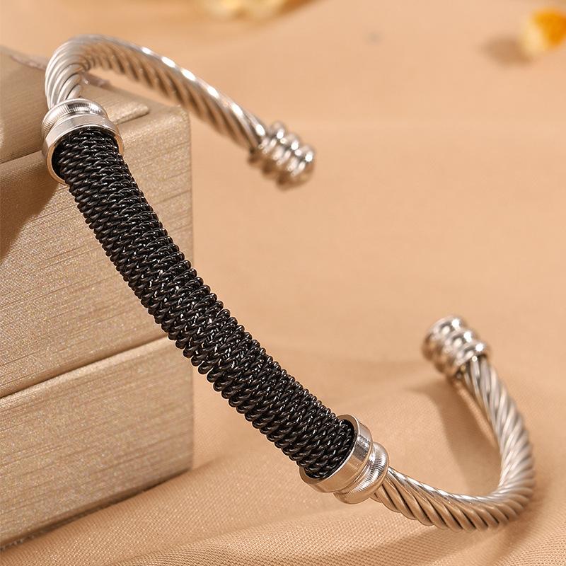 Design Steel Wire Opening Mesh Light Luxury C-shaped Fashionable Color Matching Versatile Bracelet