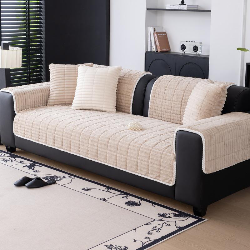

Autumn And Winter Advanced Rabbit Plush Sofa Cushion New Fixed Non-Slip Leather Sofa Cover Cover Cloth Special Seat Cushion 70*70cm