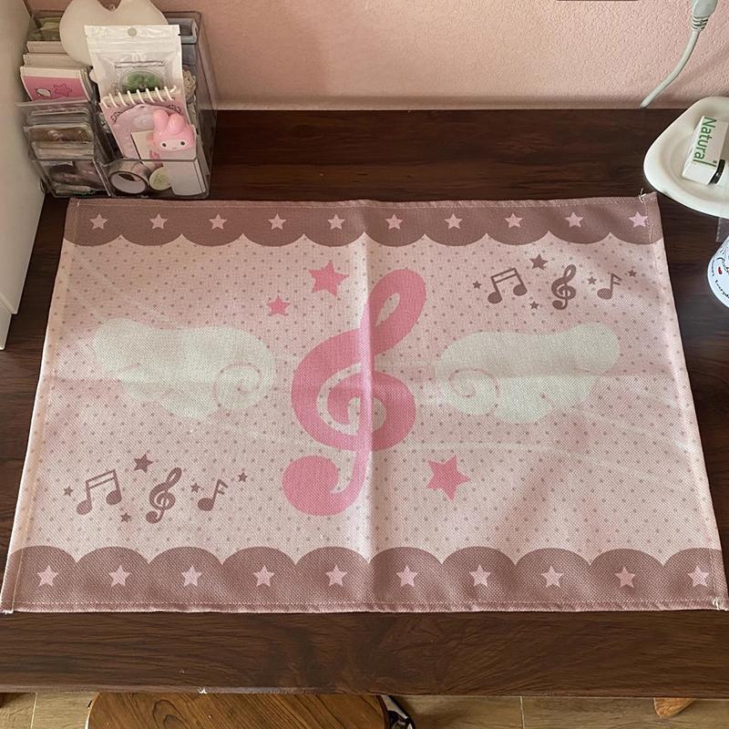

Ins Pink Musical Note Strawberry Table Mats Office Desk Mat Computer Keyborad Pad Table Desk Dust-Proof Cloth Placemat 40*60Cm