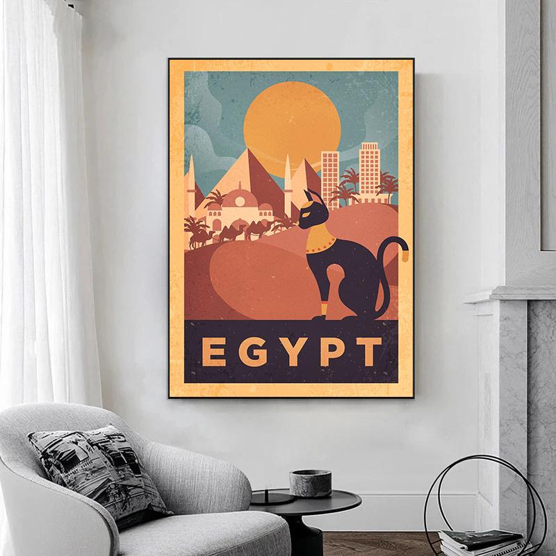 Majestic Pyramids of Giza Egypt Posters Egyptian Sphinx Travel Prints Canvas Painting Wall Art Pictures Home Living Room Decor