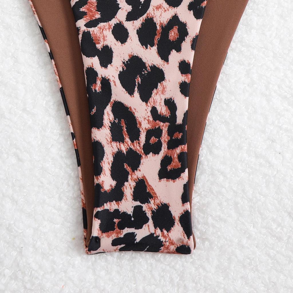 Dámská třídílná sada plavek bikiny s leopardím potiskem pro rok 2025 - Sexy, přiléhavý střih, dělený styl