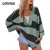 Women's Oversized Striped Shirt Half Zip Sweatshirt Patchwork V Neck Top Casual Loose Pullover