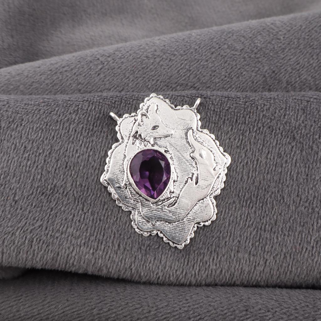 Amethyst Pendant Gemstone Jewelry, 925 Solid Sterling Silver Pendant, Gift For Women Handmade Pendant