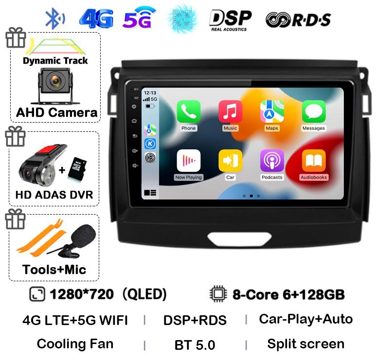 Android 14 Carplay Auto Car Radio Stereo For Ford Ranger 2015 2016 2017 2018 2019 2020 GPS Multimedia Autoradio Player Head unit