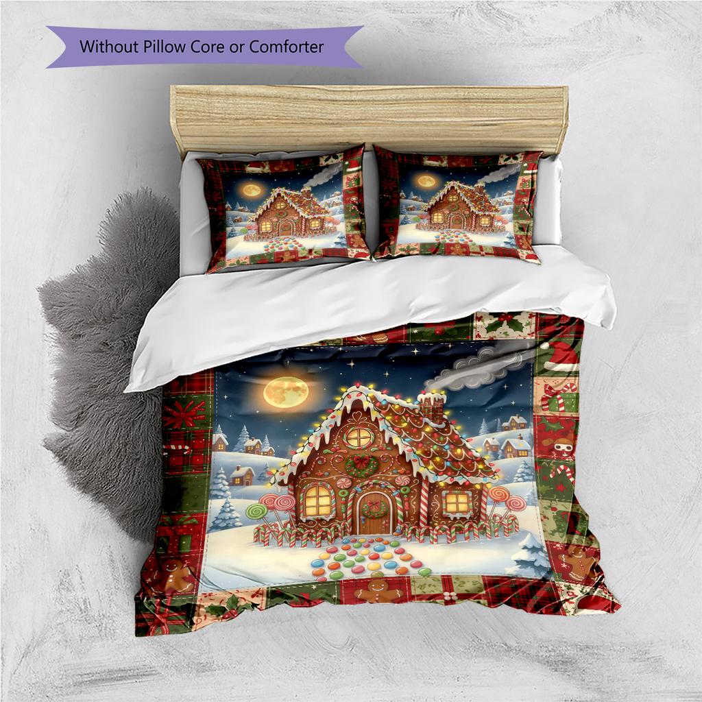 Cartoon-Muster Bettwäsche Steppbett-Set Bettbezug Kissenbezug Heimdekoration Geburtstagsgeschenk (1 Bettbezug + 2 Kissenbezüge, ohne Füllung)