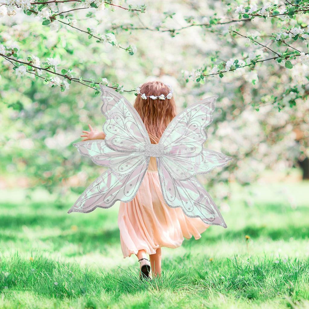 Fairy Wings Fabric Butterflies Wings Costume Cosplay Photo Prop Accessories for Kids Girls Women Black