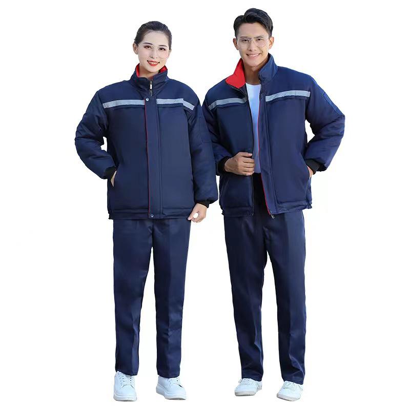 Herren Verdickte Winter Gefütterte Arbeitsjacke mit Stehkragen für Baustellen