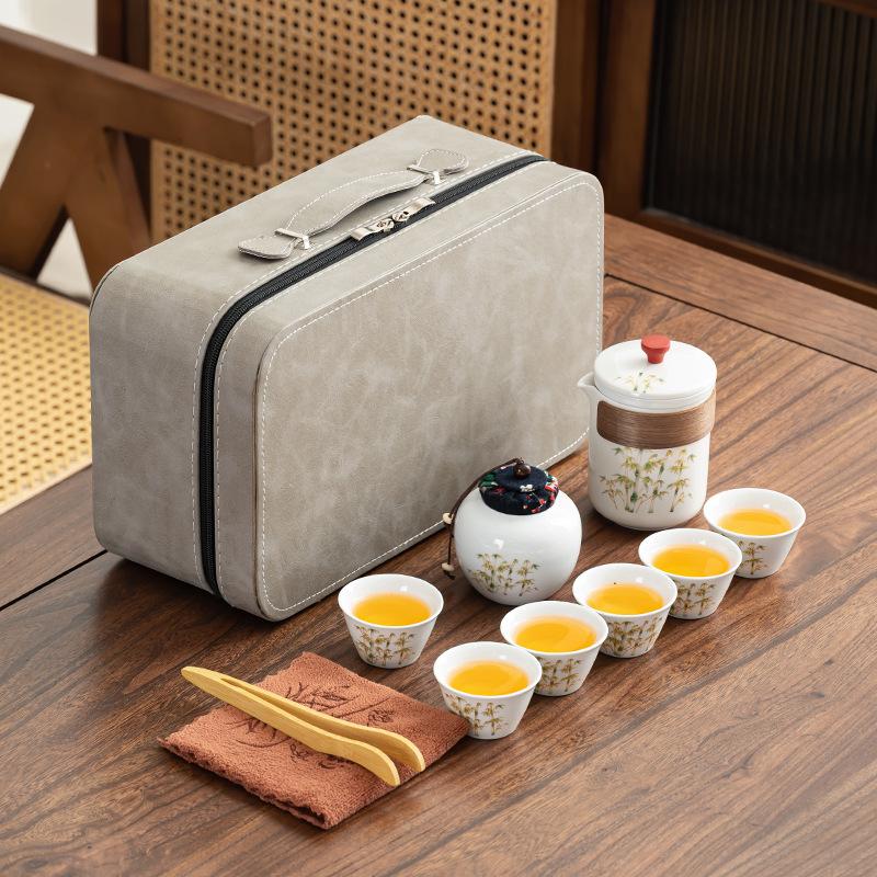 

Tea set Guofeng white porcelain Jinsi Guyun company business gift