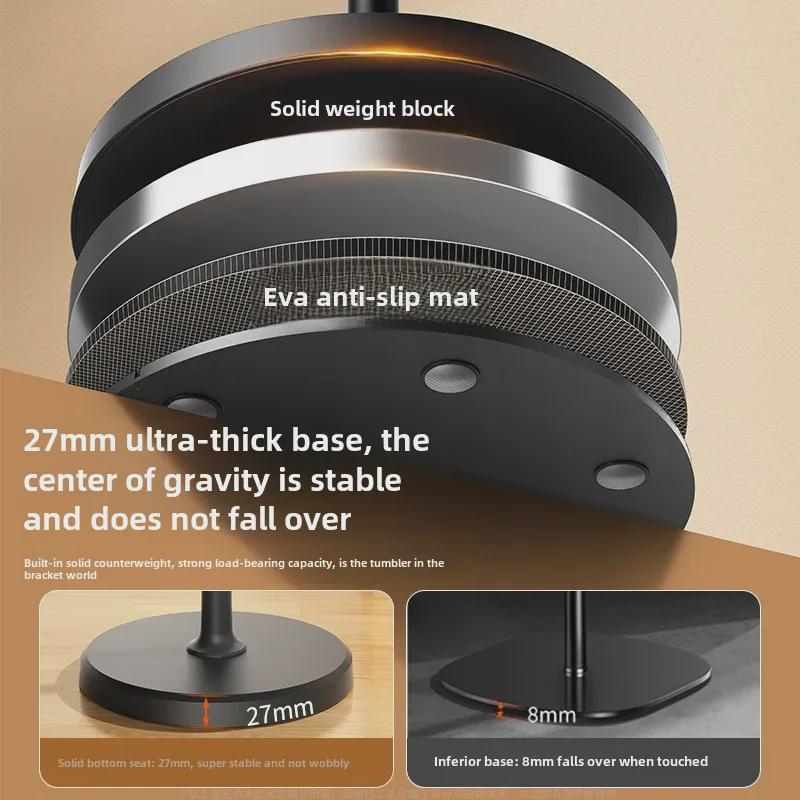 Adjustable Floor-Standing Phone Stand with 360-Degree Rotation for Live Streaming and Overhead Shooting