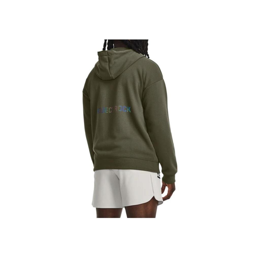 Under Armour Johnson Series Solid High Weight Cotton Knit Sports Zip-Up Hoodie Men hoodies Green 1380151-390