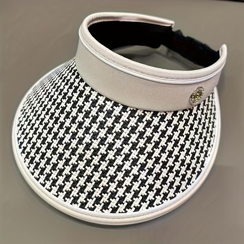 Wide-Brim Sun Visor Hat with Golden Buckle - Protection, Lightweight Design, Perfect for Beach & Outdoor Adventures, Beach Accessories