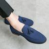Tassel Loafers Men Dress Shoes Gentlemen British Suede Leather Wedding Shoes Men Flats Plus Size 46 47 48 Oxfords Formal Shoes