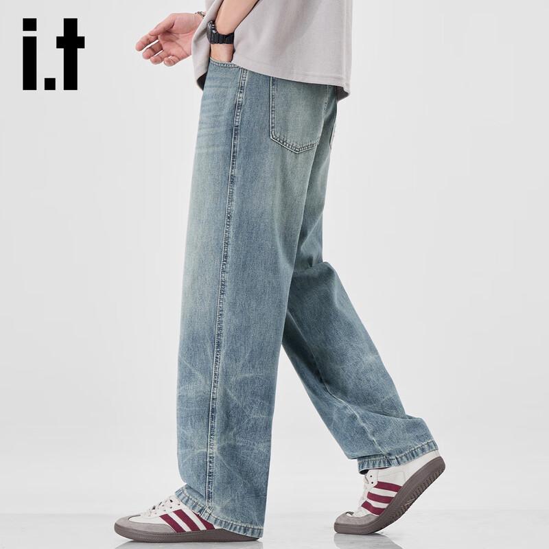 izzue it Men's Loose Straight-Leg Jeans
