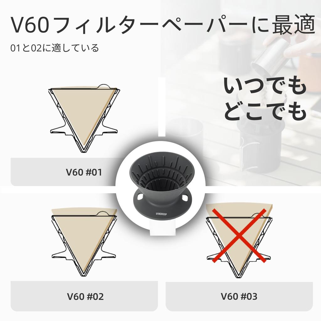 Vandroop Coffee Dripper Foldable Portable Coffee Hand Drip Easy To Carry Reusable Silicone (For 2-3 Cups) (Gray)