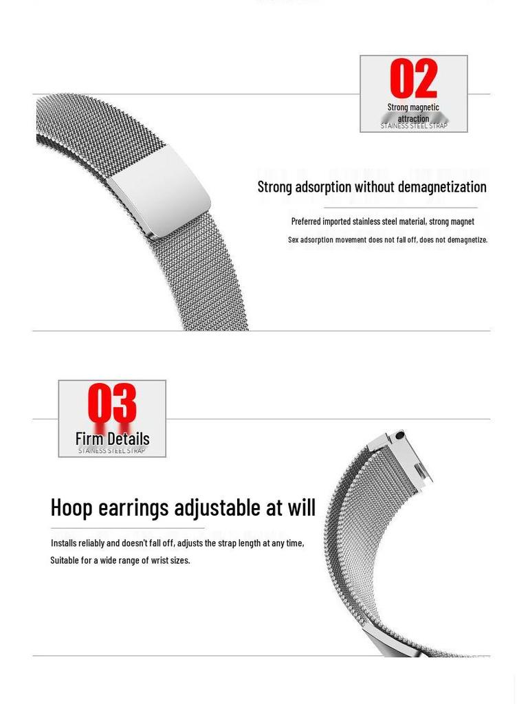 Xiaomi Band 7 Milanese Magnetic Stainless Steel Strap - Adjustable Replacement Wristband