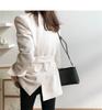 Women's Black Blazer: 2022 Spring/Autumn, Korean Medium Length, British Casual Style