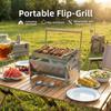 Klappbarer 360° drehbarer Stahlgrill Abnehmbares Grillrost Holzgriff Kleiner Grillrost Rostbeständig Belüftungslöcher