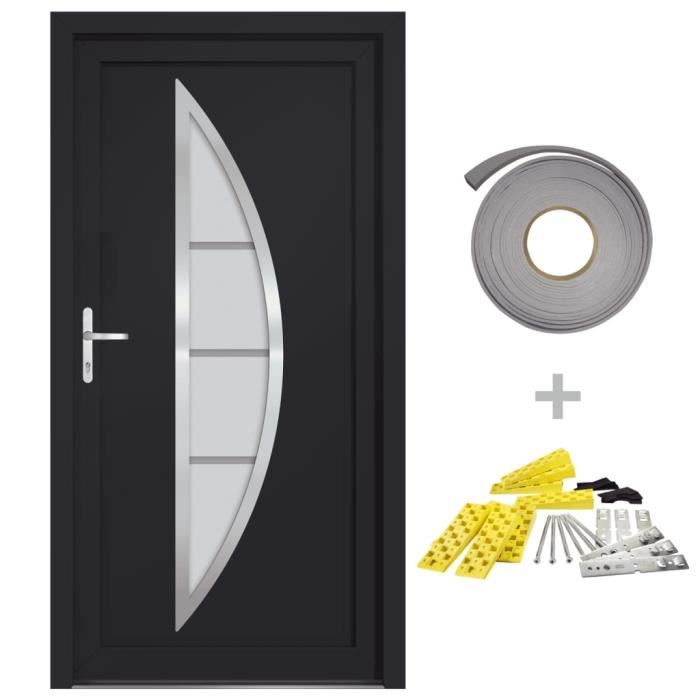 VidaXL Porte d'entrée anthracite 88x200 cm PVC 3187873