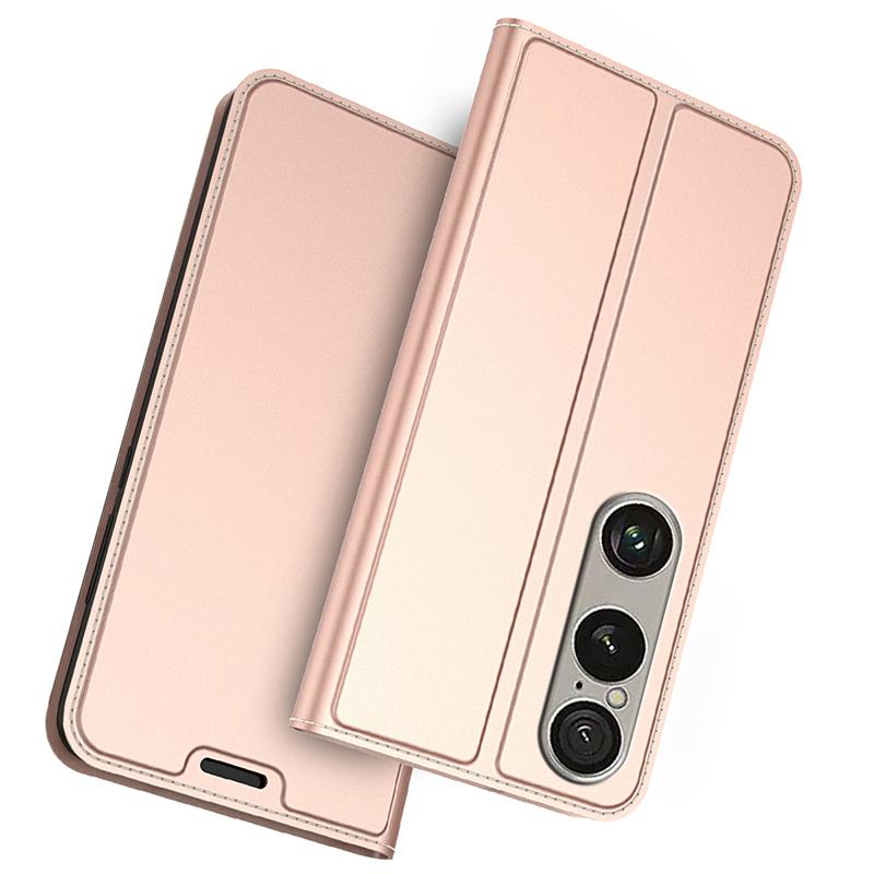 

Чохол для Sony Xperia 1 VII з PU шкіри, чохол для телефону з тримачем для карток, підставка Rose Gold
