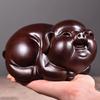 Ebony Wood Carved Zodiac Pig Figurine – Home Decor Craft