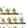 Potted Cactus Shelf Wall Sticker Removable Waterproof PVC Self-adhesive Home Office Living Room Kids Bedroom Green Plant Wall Art Decoration Decal