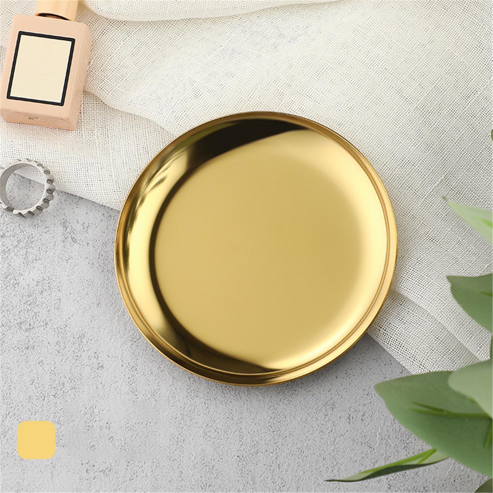 

Легкая роскошь металлическая круглая маленькая ювелирная тарелка из нержавеющей стали поднос для хранения общежитие косметика ювелирная тарелка украшения золотой