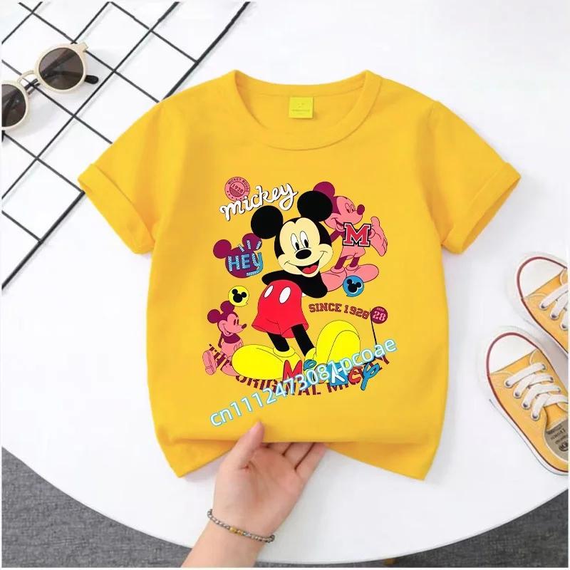 2026 Boys Girls Shortsleeved Printed Tshirt Mouse Cartoon Children 100 Cotton Soft Breathable Loose Sports Comfortable