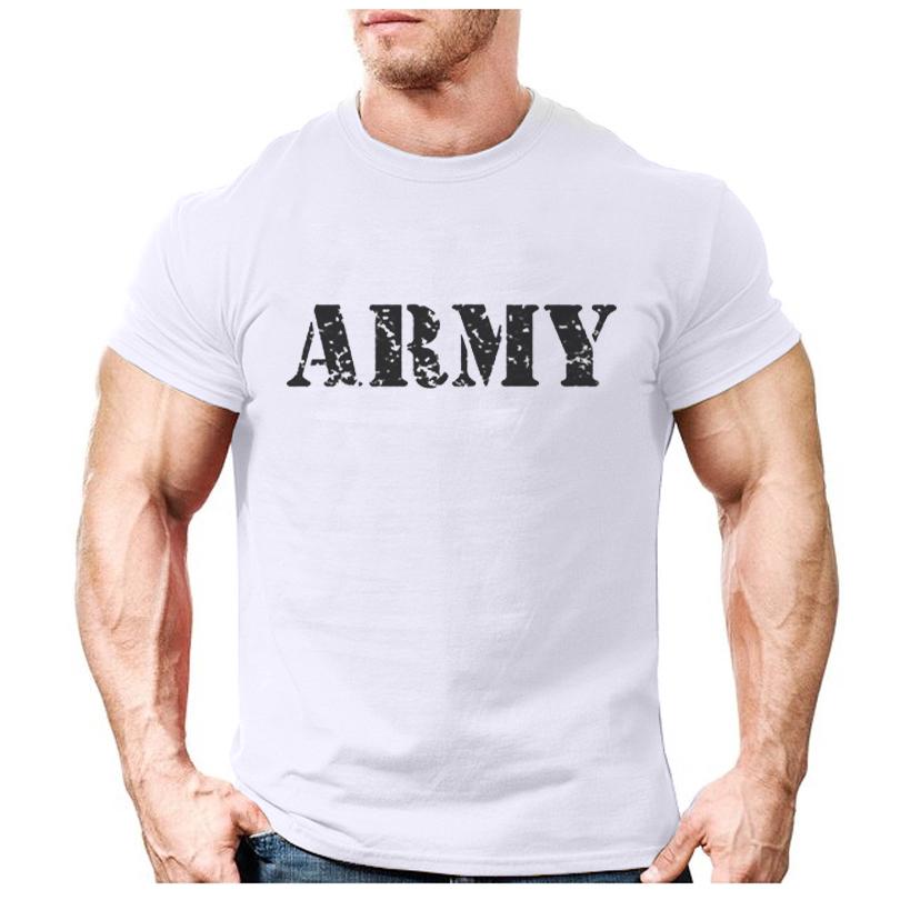 T-shirt Unisex Stampa Logo Lettere Militari Moda 2021 Colore Unito Casual Abbigliamento Sportivo per Esercizio T-shirt Trendy Maschile T-shirt Retrò