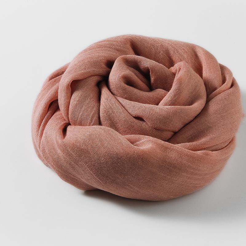 Women's Cotton Linen Artistic Solid Color Silk Scarf, Sun Protection Beach Neck Scarf, Japanese Style Long Gauze Scarf