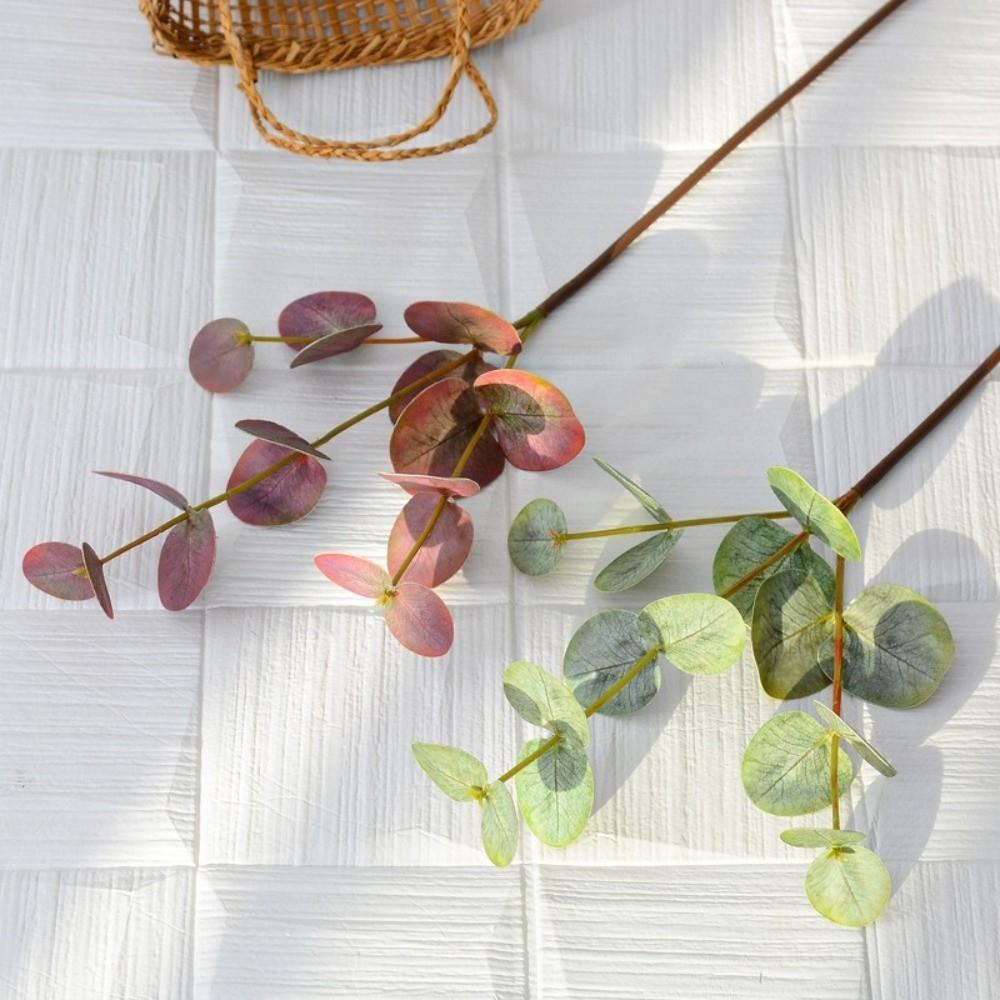 Plastic Artificial Eucalyptus Round Leaves Silk Eucalyptus Leaf  Christmas Decorations