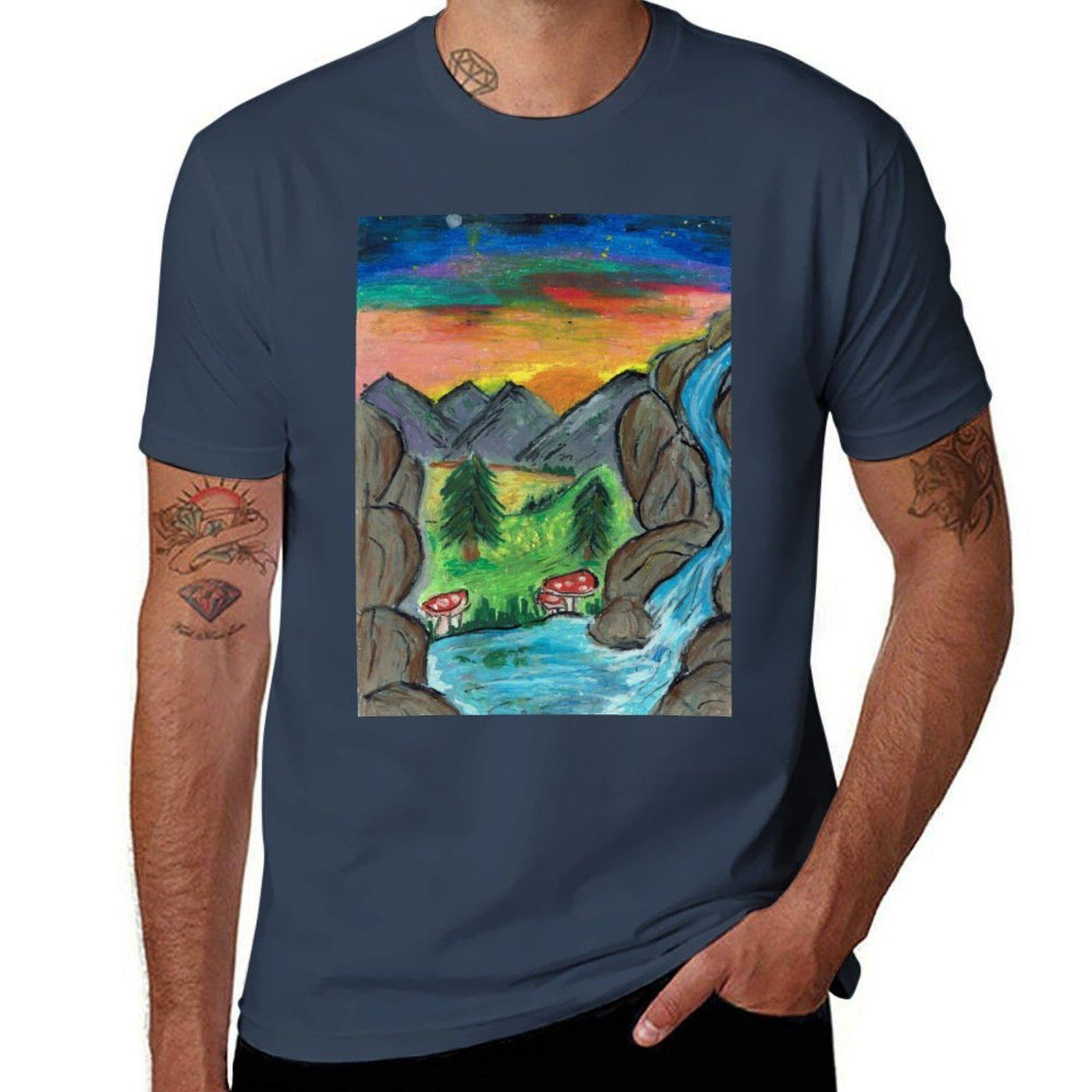 Sunset in the forest TShirt Large Size Basic Casual TShirt S