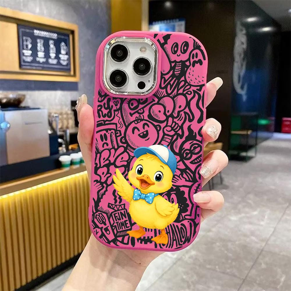 Phone Case: 2D Flat Design Suitable for iPhone 18 17 16 15 14 13 Pro, Couple Style, Little Yellow Duck, Christmas and Halloween Gifts