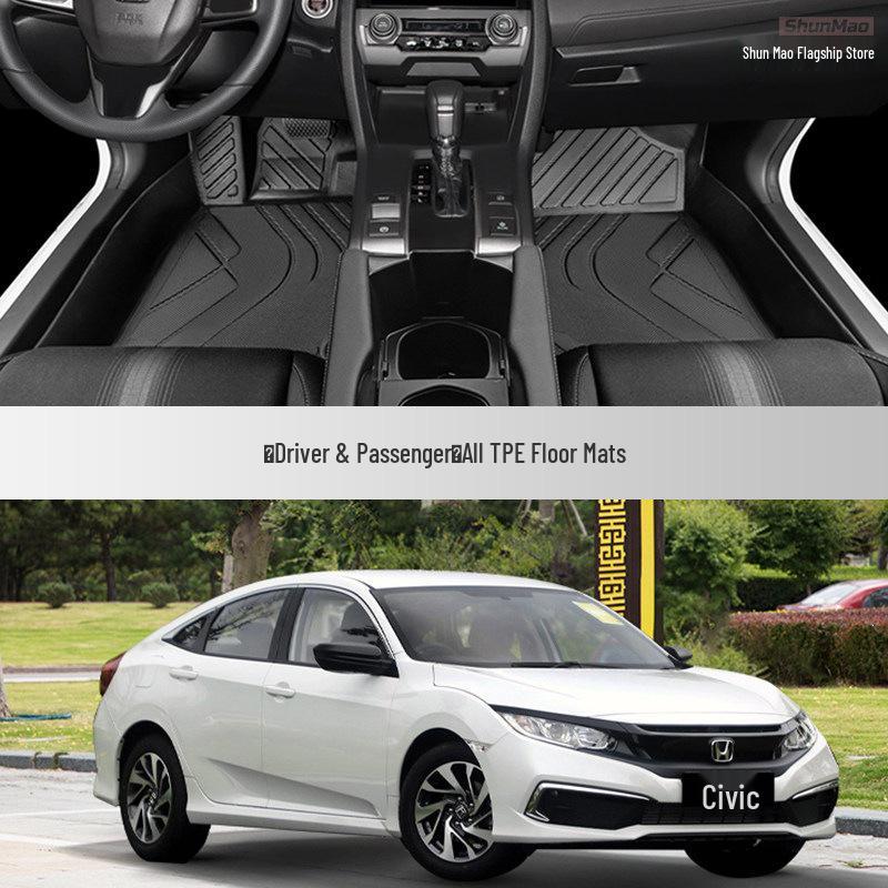 Fits 8th-11th Gen Civic: Full Surround TPE Silk Coil Floor Mats for Driver’s Seat Civic Tenth Generation 2016-2021