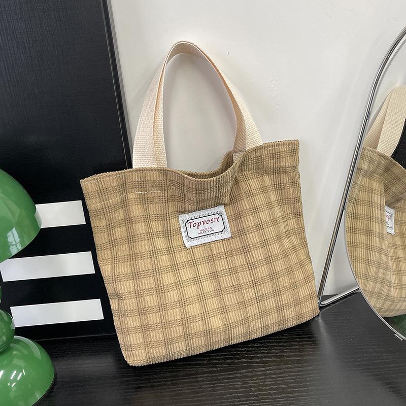 Mode Retro Pendler Handtasche Große Kapazität Literarische Freizeit Handtasche Cord Leicht Joker Bento Tasche