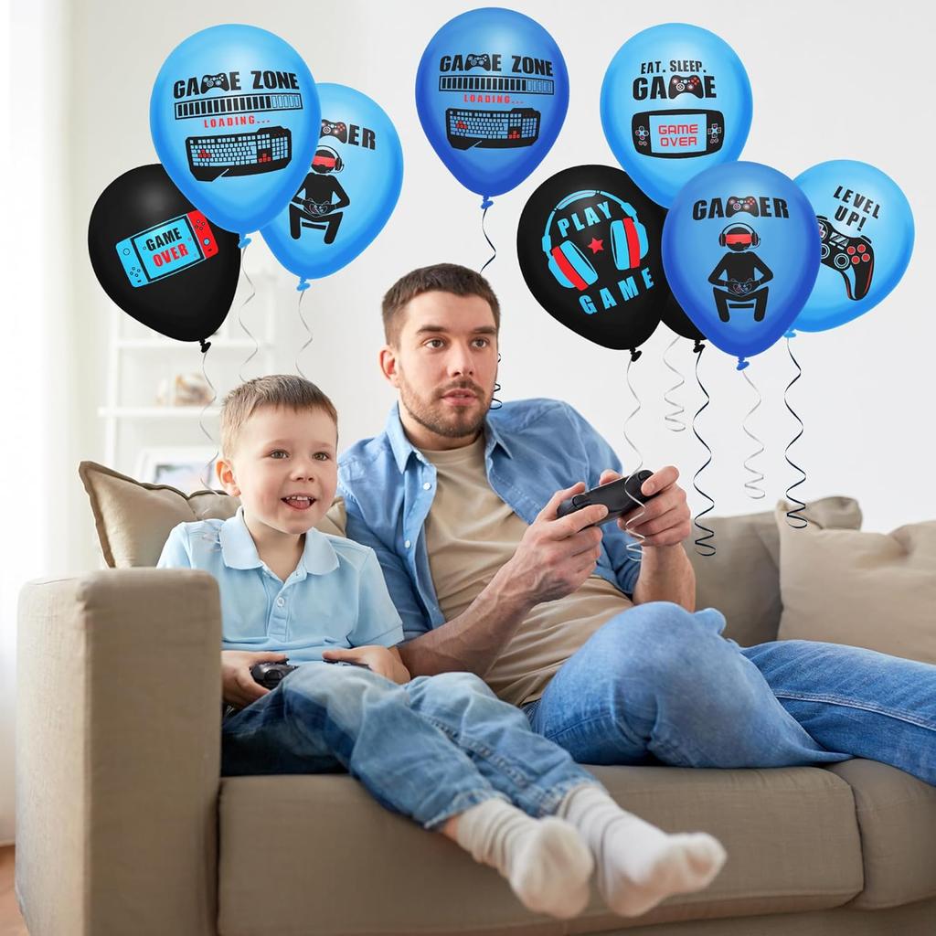 Video Game Balloons - Gamer Birthday Party Kit with Controller & Garland Arch for Kids, Boys & Girls - Latex Balloons - Game Themed Party Supplies