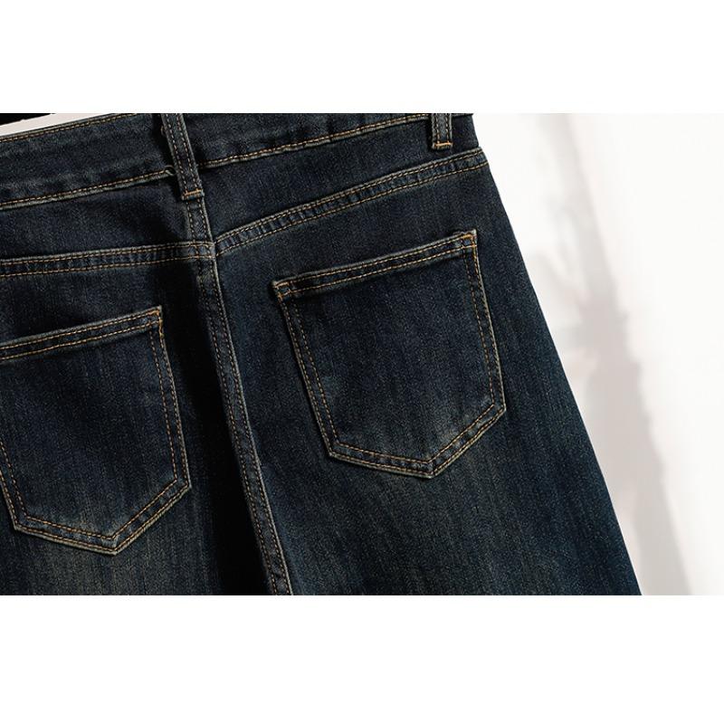 Dimanaf 2025 Podzimní dámské džíny nadměrné velikosti Denim Elastické Základní S vysokým pasem Oversize Módní kalhoty 5XL
