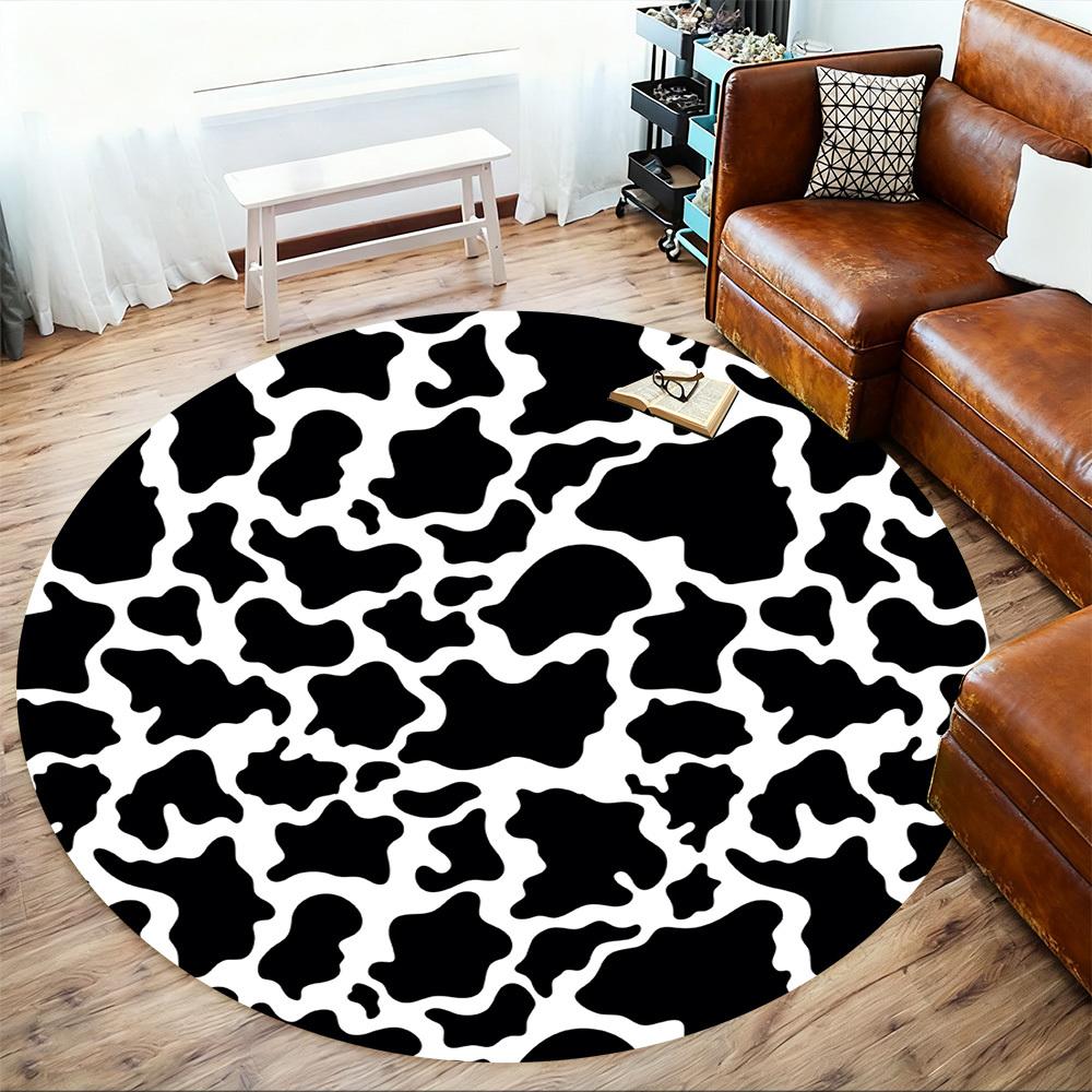 1pc cow print Round Chair mat Area Rug - Non-Slip, Floor Mat for Office, Bedroom, and Indoor Decor c1125288