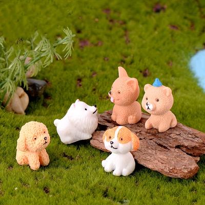 12 Pcs Doll House Resin Ornaments Mini Cute Puppy Micro Landscape Resin Creative Simulation Cartoon Dog Ornaments