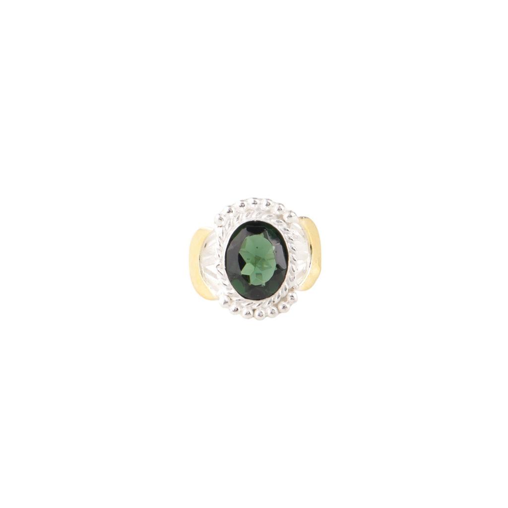 Green Tourmaline Gemstone 925 Sterling Silver Jewelry Handmade Tow Tone Ring RR-61-4