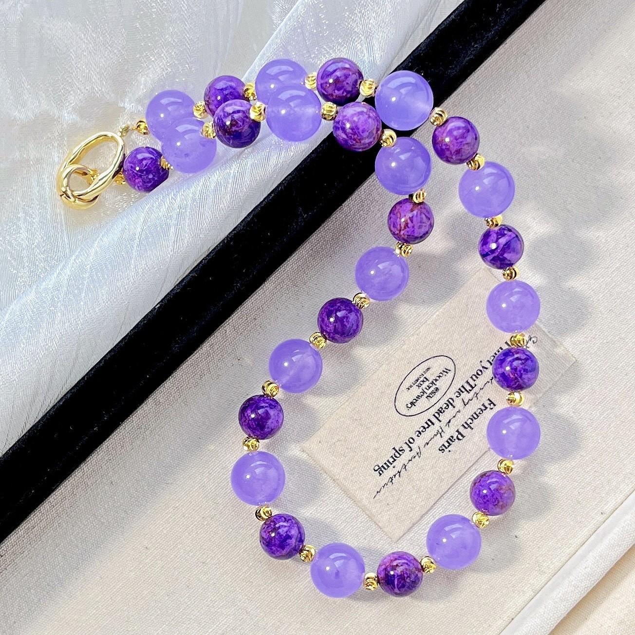 

10-12Mm Violet Quartz Rock Gypsy Necklace Collarbone Chain