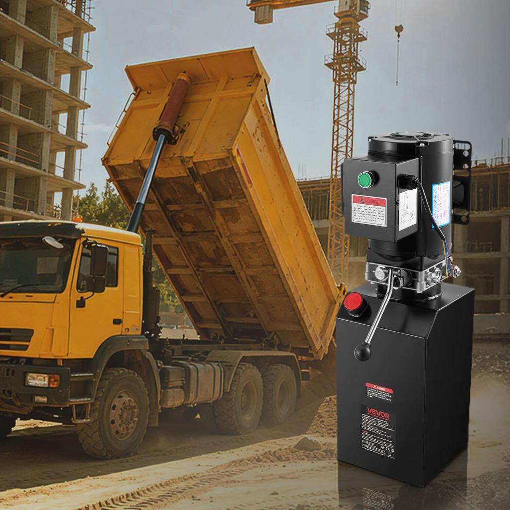 14 L Hydraulic Power Unit, Single Acting Steel Dump Trailer Pump, 22 MPa Max Relief Pressure & 6.3 L/min Flow Rate, 220-240V Hydraulic Pump with Metal