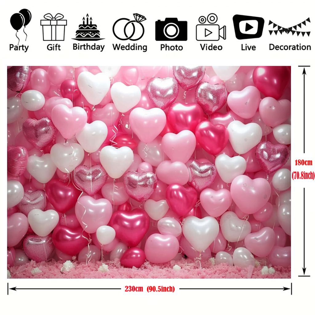Multi functional pink heart and white wooden background fabric - perfect for teenage parties and birthday parties
