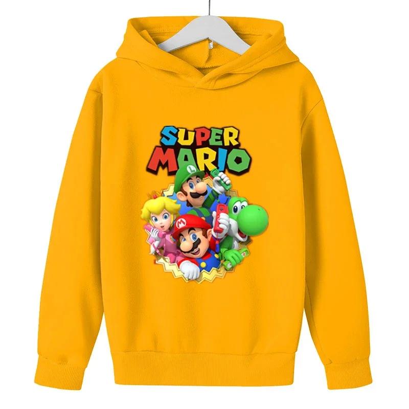 MINISO Girls Game Mario bros Hoodies Kids Baby Child Cartoon Tops Spring Children Long Sleeve Print Sweatshirt Autumn Boys Pullovers