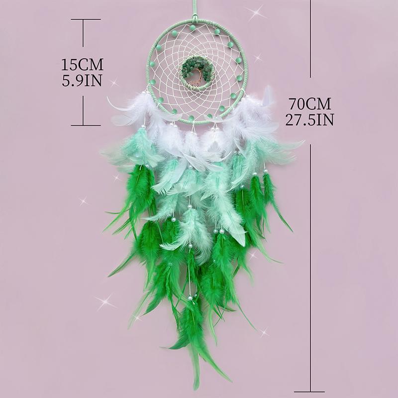 Tree of Life Hand-woven Crystal Wind Chimes Dream Catcher Feather Living Room Wall Hanging Ornaments Birthday Graduation Gifts