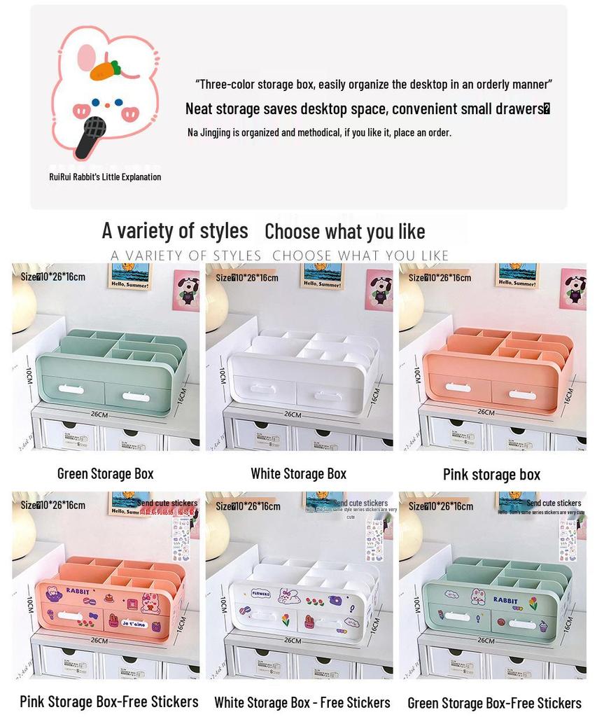 Pudełko z organizerem kosmetyków: Pyłoszczelny organizer na kosmetyki i produkty do pielęgnacji na biurko - Mieści maseczki, pomadki, pędzle i więcej