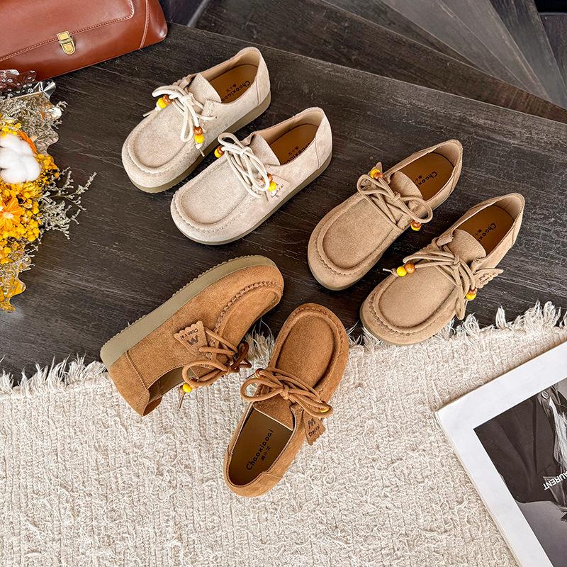 Modne buty kangurkowe na platformie damskie 2025 nowe retro wszechstronne leniwe do noszenia na dwa sposoby casualowe mokasyny