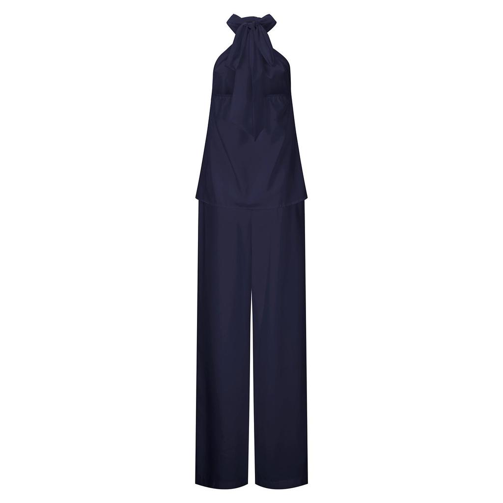 Women's Set Casual Halter Solid Color Sleeveless Top Straight Pants Two-piece Set