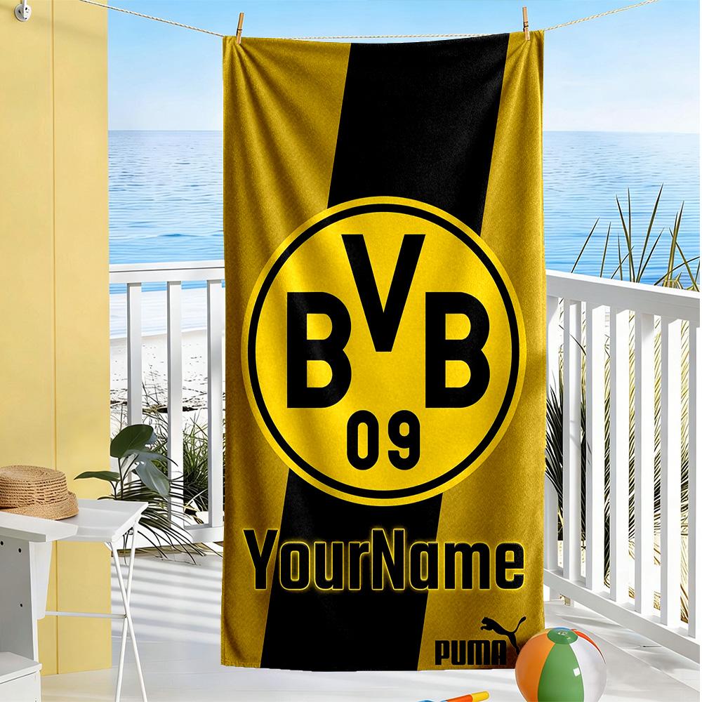 Borussia Dortmund Customize Text Beach Towel Super Soft Microfiber Quickdry Fabric Suitable for Swimming Gym Camping Yoga Vacation