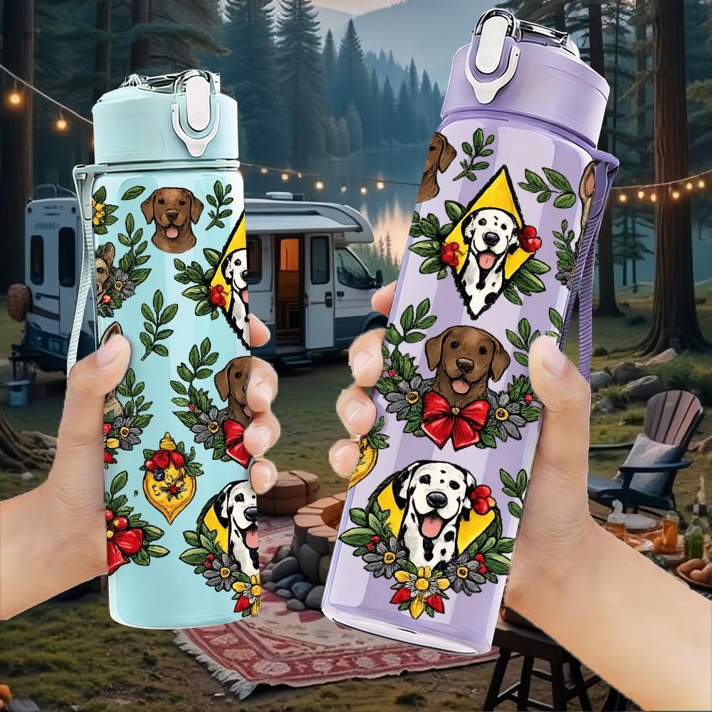 1PC Bohemian Leaf Flower Botanical Print 750ml Color Plastic Sports Water Bottle Leakproof Flip Straw Lid Suitable for Sports Office Home Use